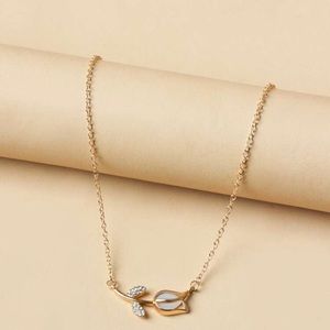 Rhinestone Tulip Flower Charm Necklace